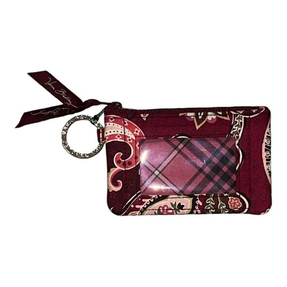 Vera Bradley Piccadilly Plum Zip ID Case Mini Wallet Pink Floral NWT - Picture 1 of 4
